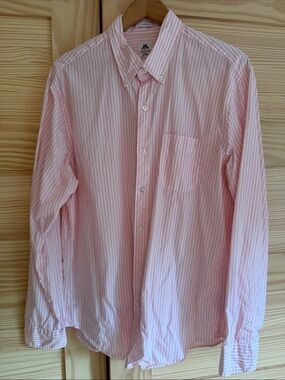Classic Men's Pink Stripe Button-Down Dress Shirt